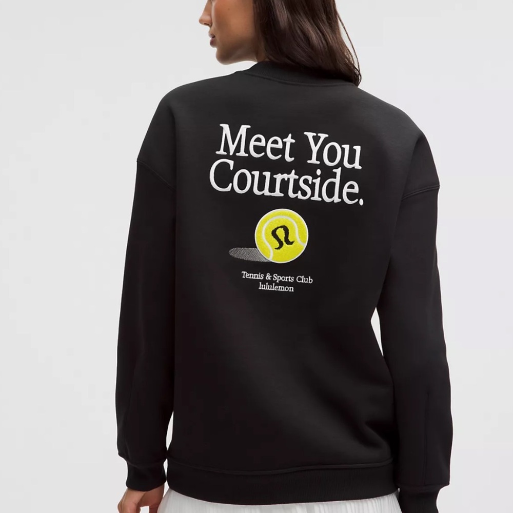 lululemon Black Crewneck Sweatshirt Meet you courtside tennis size small